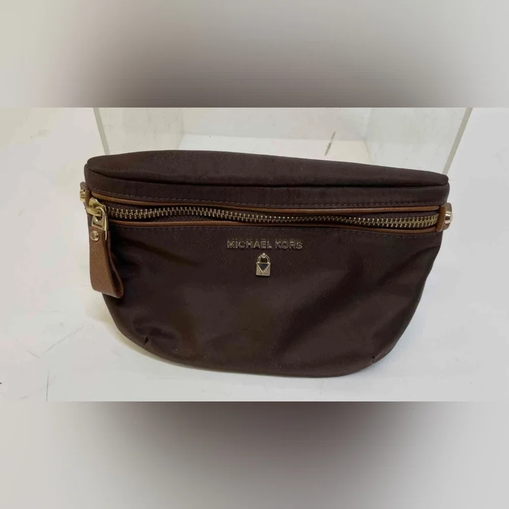 Michael Kors MK Designer Nylon Brown Belt Fanny Bag Pack Brown Tan - Picture 2 of 10